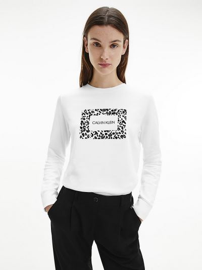 Calvin Klein Ruhák HU494345 | Calvin Klein Organic Cotton Logo Női Pulóver Világos Fehér